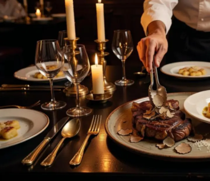 Gyertyafényben tálalt, elegáns szignatúra fogás a Mealtimehuub vacsoraterében